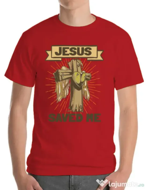 Tricou ADLER barbat Jesus Saved Me Rosu