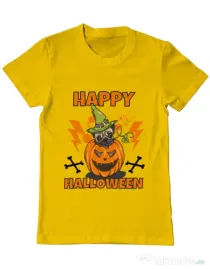 Tricou ADLER barbat Halloween Pug Galben
