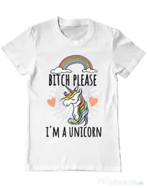 Tricou ADLER barbat Bitch Please Alb