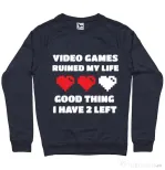 Bluza ADLER barbat Video games ruined my life Denim inchis