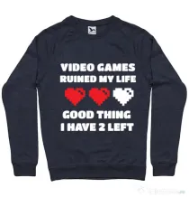 Bluza ADLER barbat Video games ruined my life Denim inchis