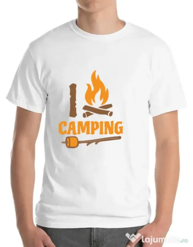 Tricou ADLER barbat I love Camping Alb