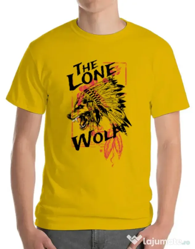 Tricou ADLER barbat The lone wolf Galben