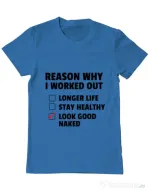 Tricou ADLER barbat Reason why I work out Albastru azuriu