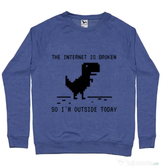 Bluza ADLER barbat The internet is broken Albastru melanj