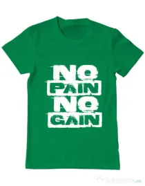 Tricou ADLER barbat No pain, no gain Verde mediu