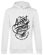 Hoodie barbat cu gluga Accept Yourself Alb