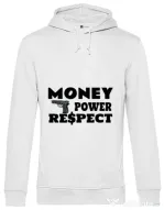 Hoodie barbat cu gluga Money, power,respect Alb
