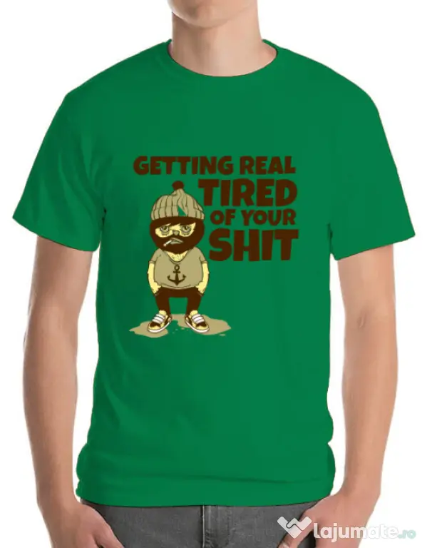 Tricou ADLER barbat Tired of your shit Verde mediu