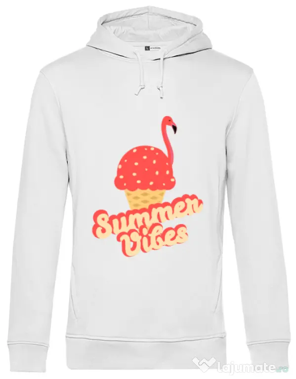 Hoodie barbat cu gluga Summer Vibes Alb