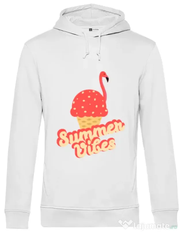 Hoodie barbat cu gluga Summer Vibes Alb