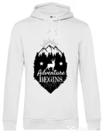 Hoodie barbat cu gluga Adventure Begins Alb
