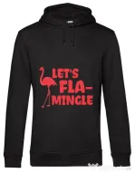Hoodie barbat cu gluga Let’s flamingle Negru