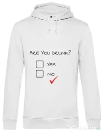 Hoodie barbat cu gluga Are you drunk? Alb