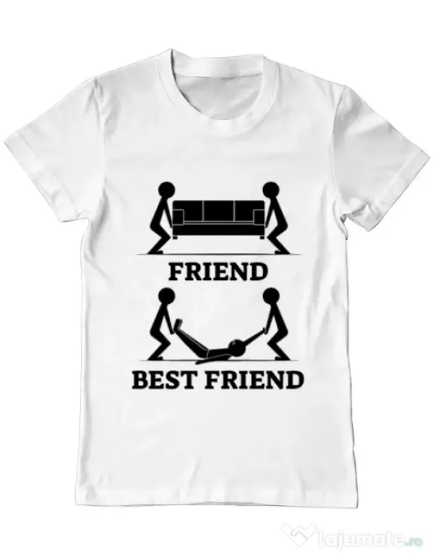 Tricou ADLER barbat Best friend Alb