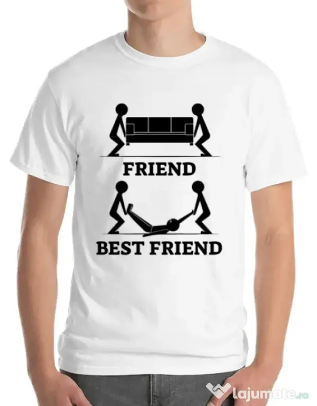Tricou ADLER barbat Best friend Alb