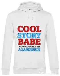 Hoodie barbat cu gluga Cool story babe Alb