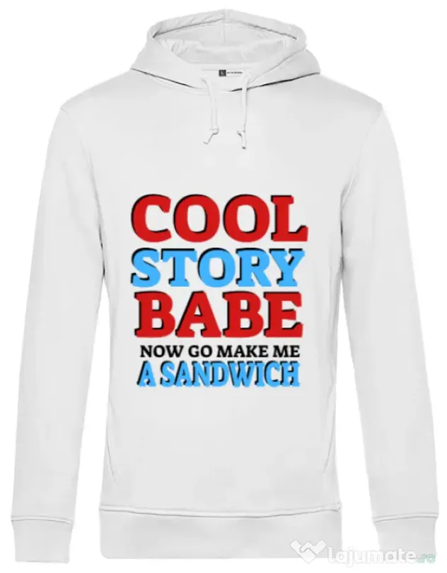 Hoodie barbat cu gluga Cool story babe Alb