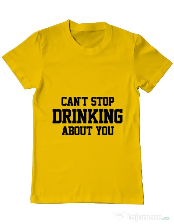 Tricou ADLER barbat Can't stop drinking about you Galben