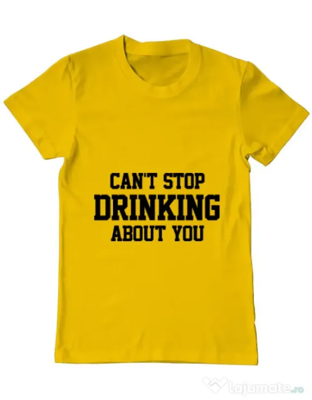 Tricou ADLER barbat Can't stop drinking about you Galben