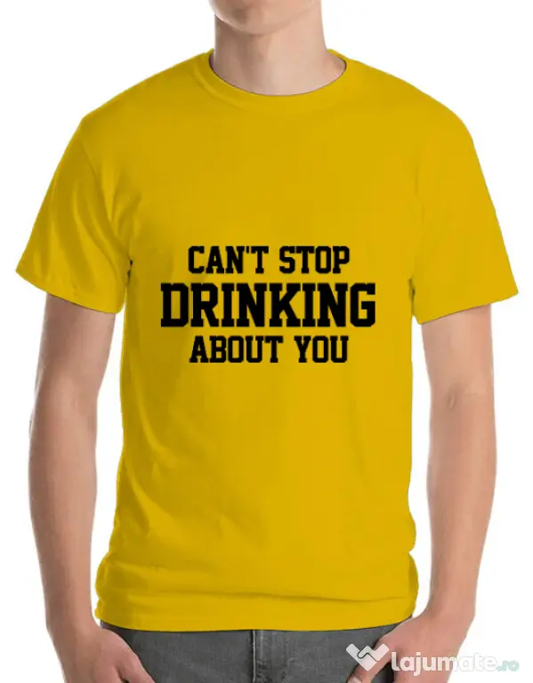 Tricou ADLER barbat Can't stop drinking about you Galben