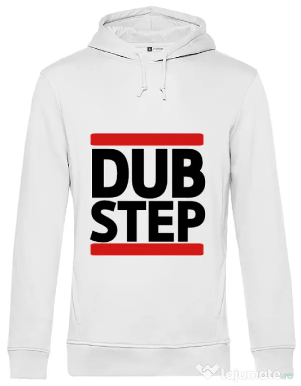 Hoodie barbat cu gluga Dubstep Alb