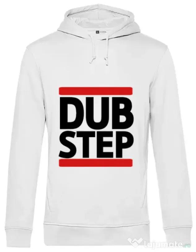 Hoodie barbat cu gluga Dubstep Alb