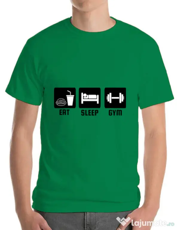 Tricou ADLER barbat Eat sleep gym Verde mediu