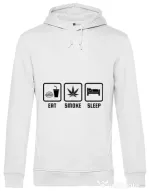 Hoodie barbat cu gluga Eat smoke sleep Alb
