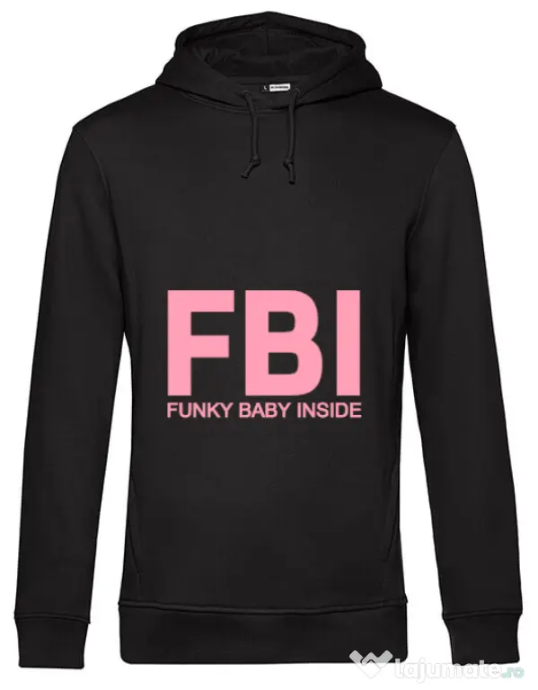 Hoodie barbat cu gluga Funky baby inside Negru