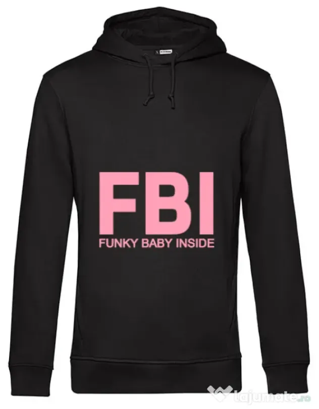 Hoodie barbat cu gluga Funky baby inside Negru