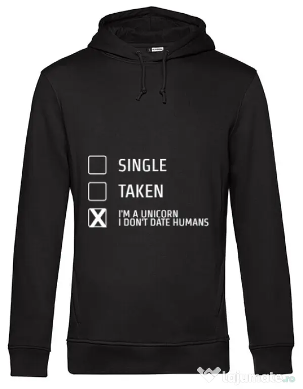 Hoodie barbat cu gluga I'm a unicorn Negru