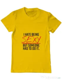 Tricou ADLER barbat I hate being sexy Galben