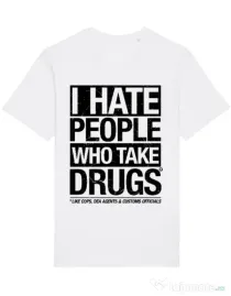 Tricou STANLEY STELLA barbat I hate people who take drugs Alb