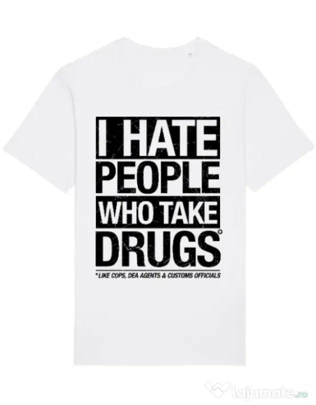 Tricou STANLEY STELLA barbat I hate people who take drugs Alb