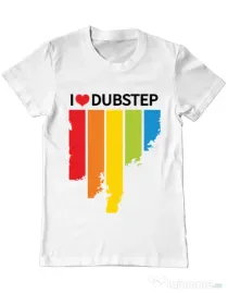Tricou ADLER barbat I love dubstep Alb