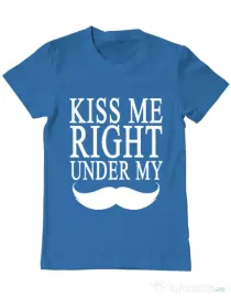 Tricou ADLER barbat Kiss me right under Albastru azuriu