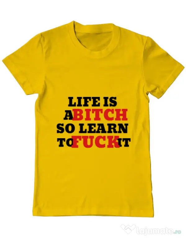 Tricou ADLER barbat Life is a bitch Galben