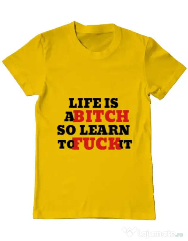 Tricou ADLER barbat Life is a bitch Galben