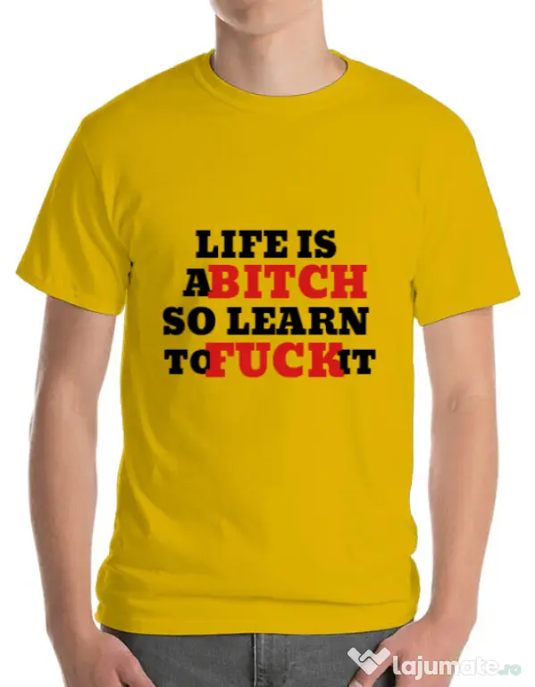 Tricou ADLER barbat Life is a bitch Galben