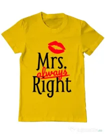 Tricou ADLER barbat Mrs always right Galben