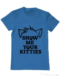 Tricou ADLER barbat Show me your kitties Albastru azuriu