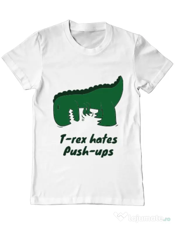 Tricou ADLER barbat T-rex push-ups Alb