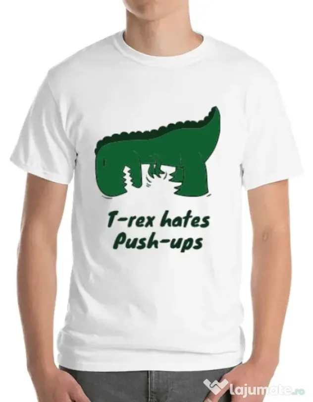 Tricou ADLER barbat T-rex push-ups Alb