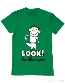 Tricou ADLER barbat He likes you Verde mediu