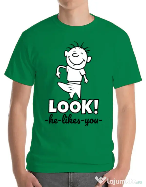 Tricou ADLER barbat He likes you Verde mediu