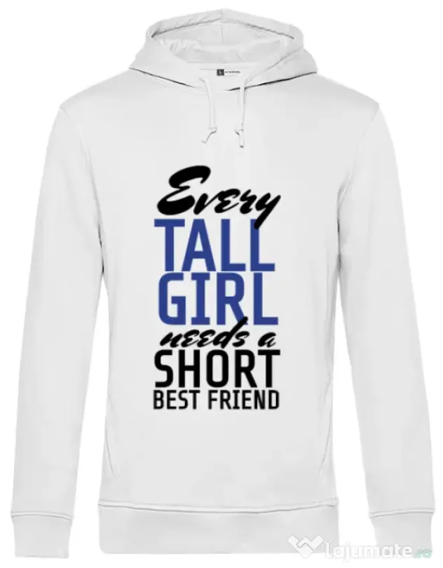 Hoodie barbat cu gluga Tall best friend Alb