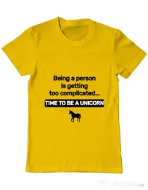 Tricou ADLER barbat Time to be a unicorn Galben