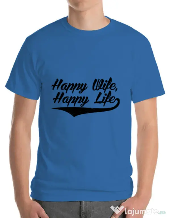 Tricou ADLER barbat Happy life Albastru azuriu