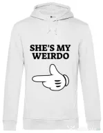 Hoodie barbat cu gluga She's my weirdo Alb